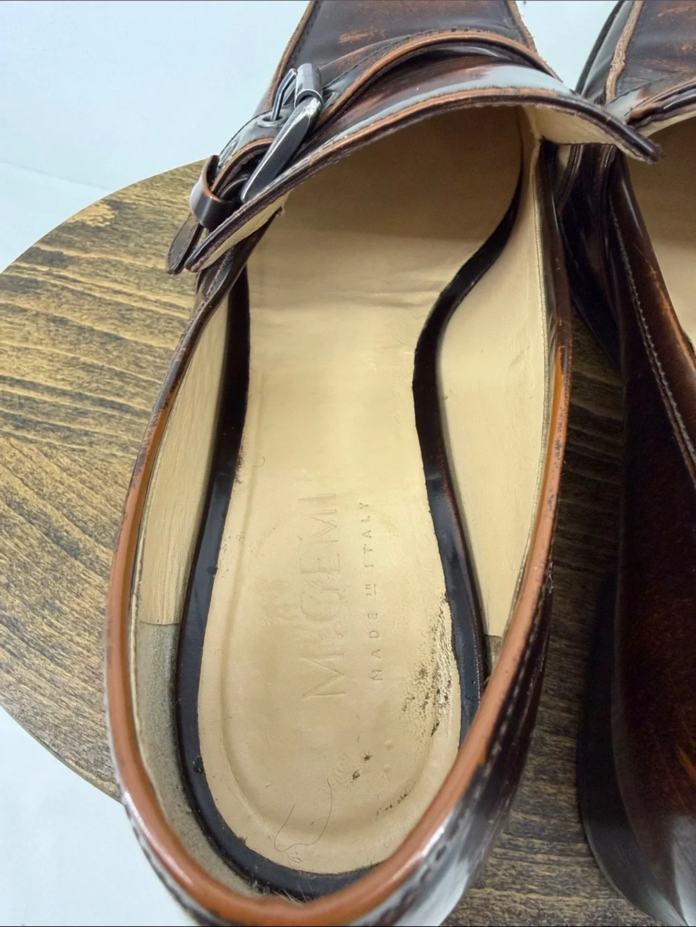M.Gemi Womens Leather Made in Italy Heeled Loafers w/ Buckle, sz 38